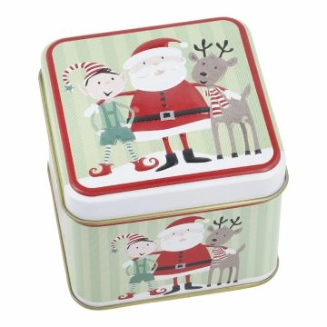 Keksdose Mini, Weihnachtsmann/grün, 8 x 8 x 6 cm