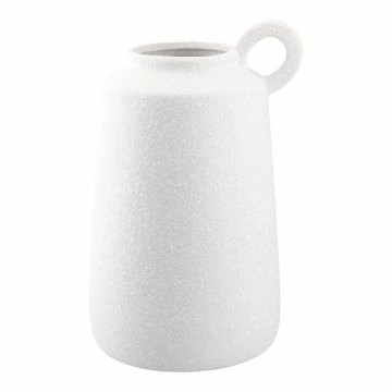 Vase Struktur mit Henkel, weiß, 25 cm