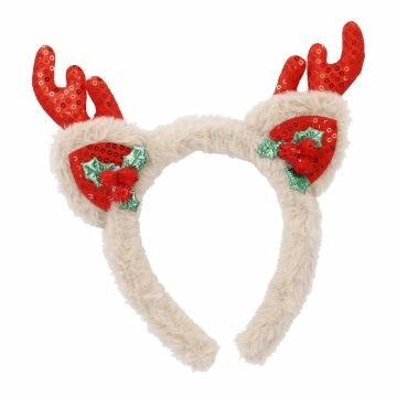 Haarreifen Weihnachten 3D, Geweih/flauschig