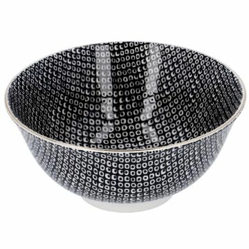 Schale China, groß, schwarz/weiß, Perlen