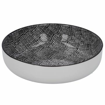 Schale China mit Rand, Striche, schw/wss, 17 cm