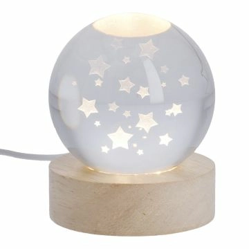 LED-Kugel Winter-Motiv, Sterne, 6 x 7 cm