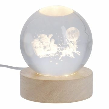 LED-Kugel Winter-Motiv, Santa/Rentier, 6 x 7 cm