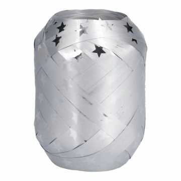 Dekoband Eiknäuel, Stern, silber, 20 m