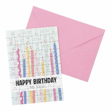 Grußkarte Puzzle mit Umschlag, Kerzen/Geburtstag