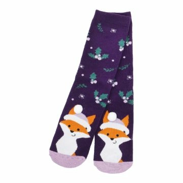 Anti-Rutschsocken Xmas, Fuchs lila , Größe 36 - 41