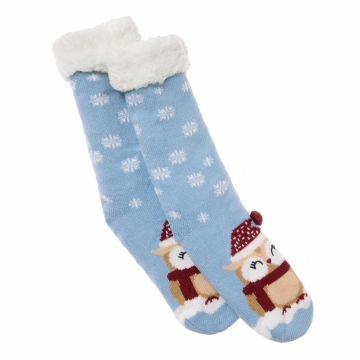 Norweger Socken Xmas, Eule/hellblau, Größe 35-42