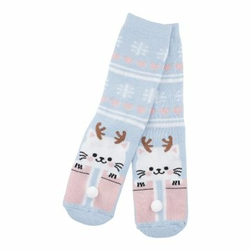 Anti-Rutschsocken Xmas, Katze/hellblau, Größe 36 - 41