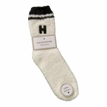 Kuschelsocken Buchstabe, H/schwarz, Gr. 35-42