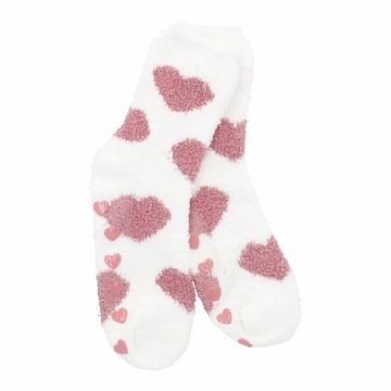 Kuschelsocken Anti-Rutsch, Herzen/offwhite/pink