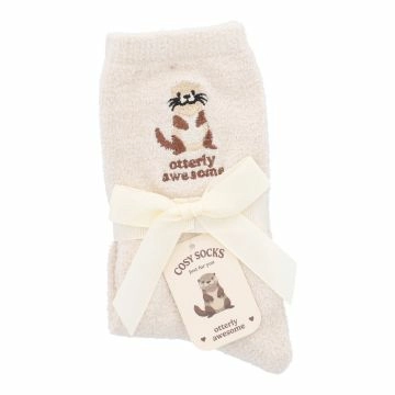 Kuschelsocken Stick-Motiv, Otter/beige, Gr. 35-42