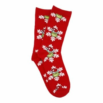 Weihnachtssocken Grinch, Kopf/Flocke/rot, Größe 43-46