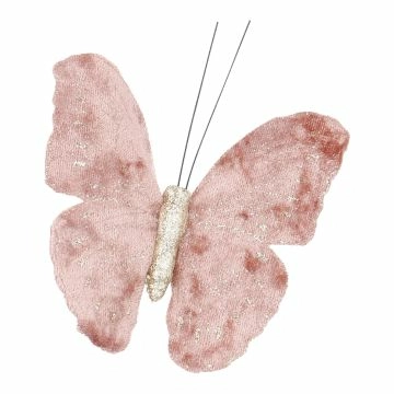 Schmetterling mit Clip, altrosa, 12 cm