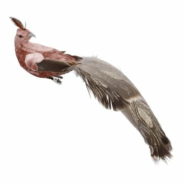 Pfau mit Clip, altrosa, 19 cm