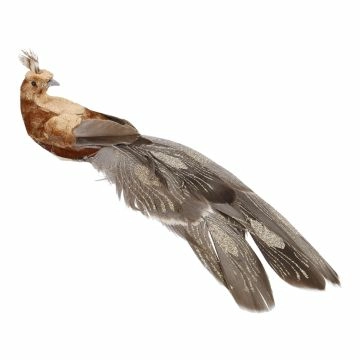 Pfau mit Clip, braun, 19 cm