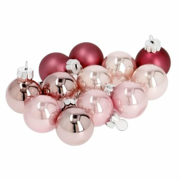 12er Set Glaskugeln 2,5 cm, rosa