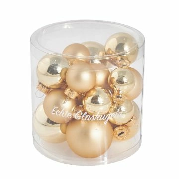 17er Set Glaskugeln Mix, gold