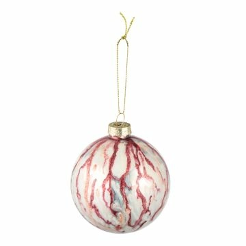 Kugel Aquarell, weiß/pink/opal, 8 cm