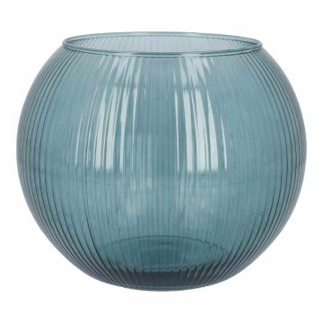 Glas-Kugelvase Rillen, grün-transparent, Höhe 15.5 cm