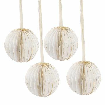 4er Set Anhänger Wabe/Kugel, offwhite