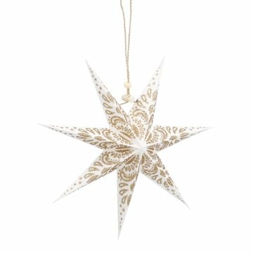 Papierstern, weiß/gold, Ornament, 18 cm