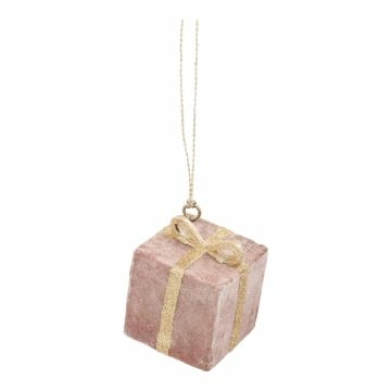 Anhänger Samt-Geschenk, Uni/rosa, 5 x 6 cm