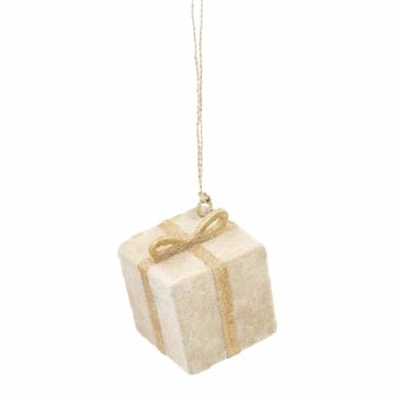 Anhänger Samt-Geschenk, Uni/creme, 5 x 6 cm