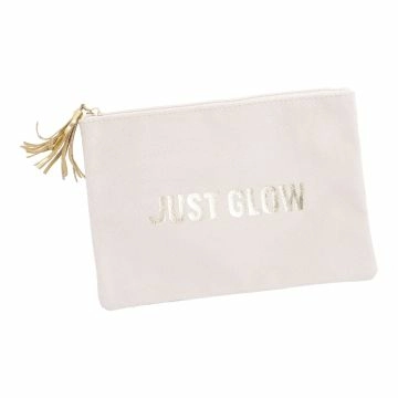 Kosmetiktasche Samt, Just glow/beige, 22 x 15 cm
