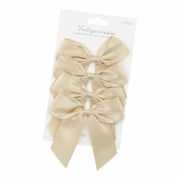 4er Set Satin-Schleife, offwhite