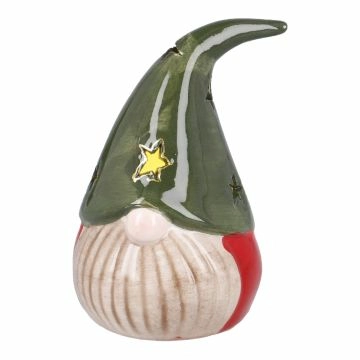 LED-Wichtel mit Mütze, grün, 11 cm