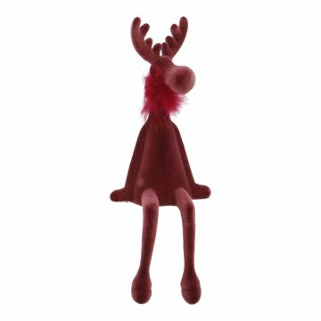 Deko-Rentier Flock, sitzend/rot, 33 cm