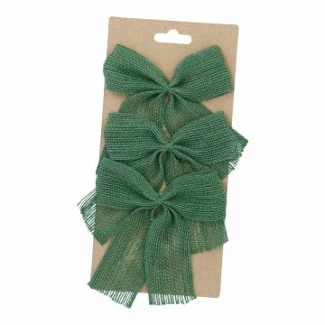 3er Set Jute-Schleife, dunkelgrün