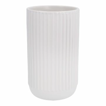 Vase Rillen, matt-weiß, 18 cm