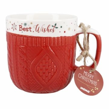 Becher Strick, rot, 350 ml