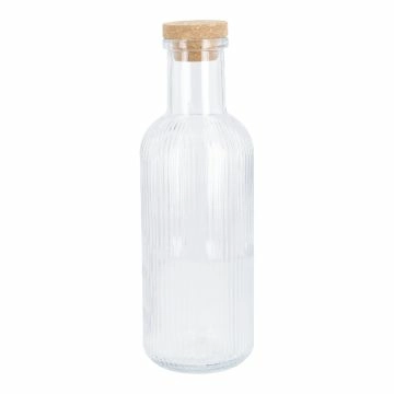Karaffe mit Korken, Längsrillen/klar, 1.2 l