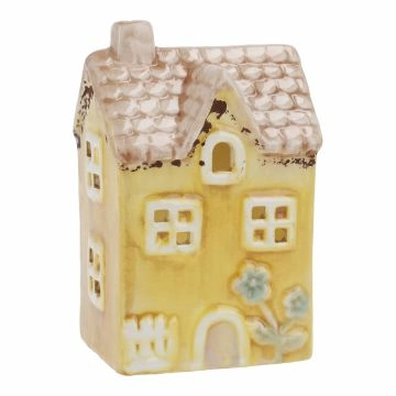 LED-Haus Frühling, gelb, 12 cm