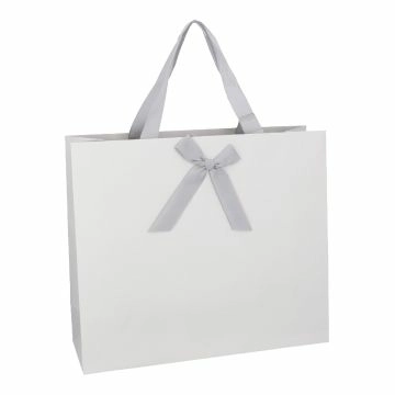 Geschenktüte Uni mit Schleife, hellgrau, 36 x 31 cm