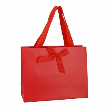 Geschenktüte Uni mit Schleife, rot, 25 x 20 cm