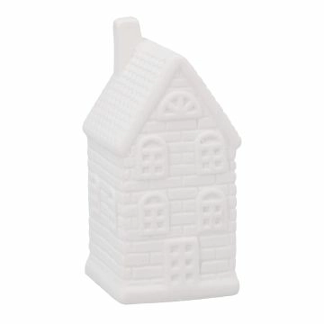 Deko-Haus Ziegel, weiß/matt, 10 cm