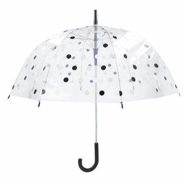 Regenschirm Transparent, Dots, schwarz, 82 cm