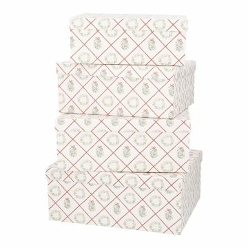 4er Set Geschenkkarton Scandi, Kranz/Raute
