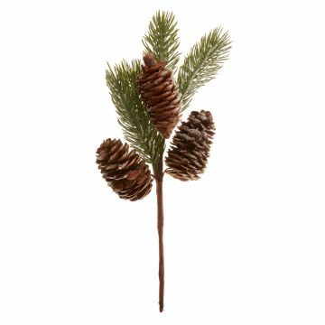 Zweig Tanne, Schnee/Zapfen, 26 cm
