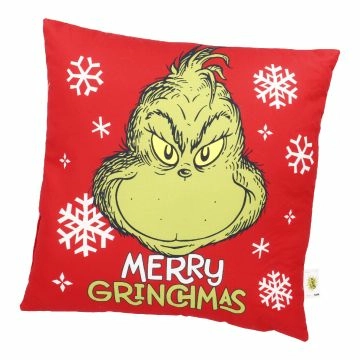 Kissen Grinch, rot/grün, 40 x 40 cm