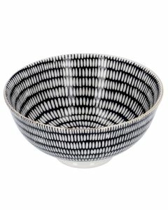Schale China, tief, schwarz/wei&szlig;, Goldrand, St&auml;bchen/Kreis
