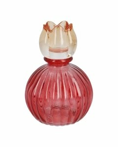 Kerzenhalter Bl&uuml;te auf Kugel-Sockel, rot/orange, 12.5 cm