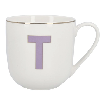 Becher Buchstabe mit Schlüsselanhänger, T/lila, 450 ml