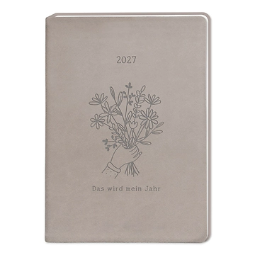 Terminplaner Lederlook, 2027, taupe