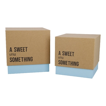 2er Set Geschenkkarton Quadro/Spruch, Sweet/blau