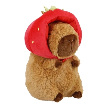 Kuscheltier Capybara mit Accessoire, Erdbeere, 22 cm