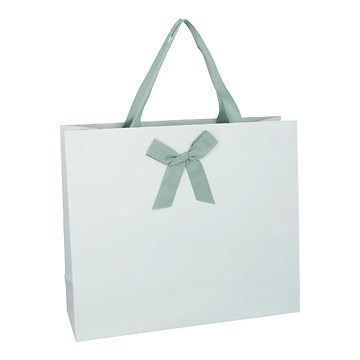 Geschenktüte Uni mit Schleife, hellsalbei, 36 x 31 cm